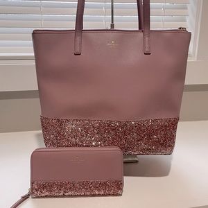 Large Kate Spade Glitter Tote with wallet